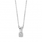 Collier Argent pendentif solitaire serti d'oxyde de zirconium - Naiomy
