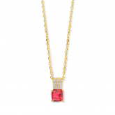 Collier Argent pierre rouge et serti d'oxyde de zirconium - Naiomy