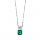 Collier Argent pierre verte et serti d'oxyde de zirconium - Naiomy