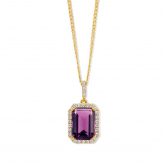 Collier Argent pierre violette et serti d'oxyde de zirconium - Naiomy