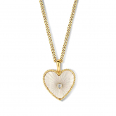 Collier Argent plaqu or - coeur nacre serti de Zirconium - Naiomy