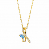 Collier argent plaqu or et oxydes bleu et blanc -Naiomy