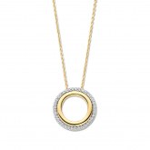 Collier argent plaqu or jaune avec motif rond pav d'oxydes- Naiomy - Pour complter