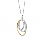 Collier argent plaqu or motif ovale ouvert avec oxydes- Naiomy - Pour complter