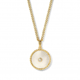 Collier Argent plaqu or - motif rond nacre serti de Zirconium - Naiomy
