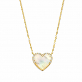 Collier argent - plaqu or - pendentif coeur nacre  -  Naiomy