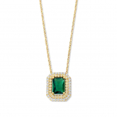 Collier argent - plaqu or pierre verte et oxydes - Naiomy - Pour complter