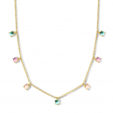 Collier Argent plaqu or - pierres de couleurs - Naiomy