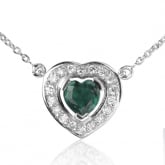 Collier Emeraude coeur serti de diamants - Autre version