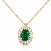 Collier Emeraude ovale entour de diamants - Autre version