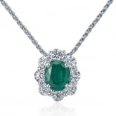 Collier Emeraude ovale serti de diamants - Autre version