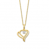 Collier en argent plaqu or jaune motif coeur oxyde - Naiomy - Pour complter