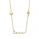 Collier en argent plaqu or jaune pendentif love et coeur- Naiomy - Pour complter