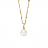 Collier en argent plaqué or jaune + pendentif + perle d'eau douce - Oxydes - Naiomy  - Autre version