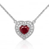 Collier Rubis forme coeur et diamants - Autre version