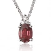 Collier rubis ovale 1.35 ct serti de 3 diamants 0.09 ct - Autre version