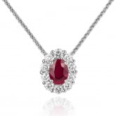 Collier Rubis ovale entour de diamants - Autre version