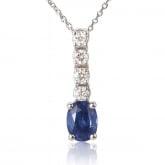 Collier saphir 1 carat serti ligne de diamants 0.20 ct - Autre version