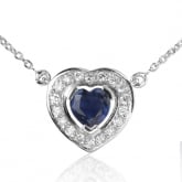 Collier Saphir coeur entour de diamants - Autre version
