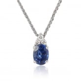 Collier saphir ovale 1 ct serti de diamants 0.06 ct - Autre version