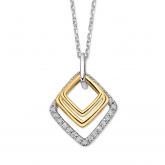Collier bicolore en argent en forme de losange - Oxydes - Naiomy  - Pour compl&eacute;ter