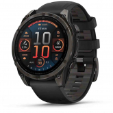 Garmin Fenix 8  47 mm  AMOLED - Titane Carbon Gray DLC - bracelet en silicone noir