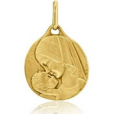 Mdaille Vierge  l'Enfant Augis Patine main