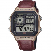 Montre Casio Timeless - WorldTime - Cuir Marron
