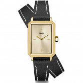 Montre Cluse Fluette Double Leather -  Black - Full Gold Colour  - Autre version