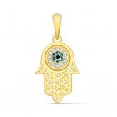 Pendentif oeil protecteur - Main de fatma avec Oxydes - Autre version