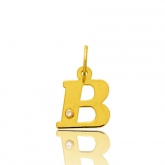 Pendentif or Jaune et diamant 0,01ct Initiale B