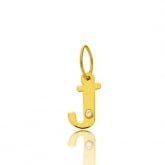 Pendentif or Jaune et diamant 0,01ct Initiale J