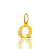Pendentif or Jaune et diamant 0,01ct Initiale Q