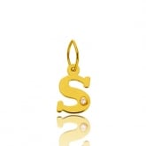 Pendentif or Jaune et diamant 0,01ct Initiale S
