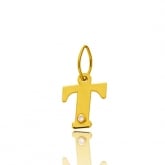 Pendentif or Jaune et diamant 0,01ct Initiale T