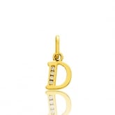 Pendentif or Jaune et Oxyde de Zirconium Initiale D