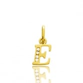 Pendentif or Jaune et Oxyde de Zirconium Initiale E