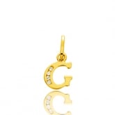 Pendentif or Jaune et Oxyde de Zirconium Initiale G