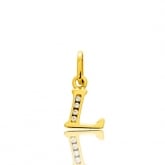 Pendentif or Jaune et Oxyde de Zirconium Initiale L