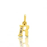 Pendentif or Jaune et Oxyde de Zirconium Initiale R
