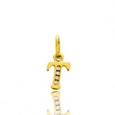 Pendentif or Jaune et Oxyde de Zirconium Initiale T
