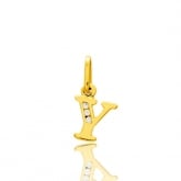 Pendentif or Jaune et Oxyde de Zirconium Initiale Y