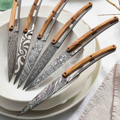 6 couteaux de table Deejo Ebène / Tatouages Du Monde