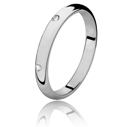 Alliance demi jonc en or blanc et diamants 0.06 ct