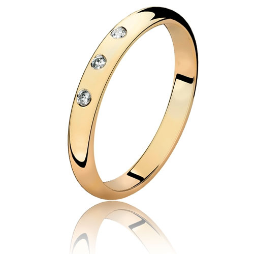 Alliance demi jonc  en or jaune et diamants 0.03 ct