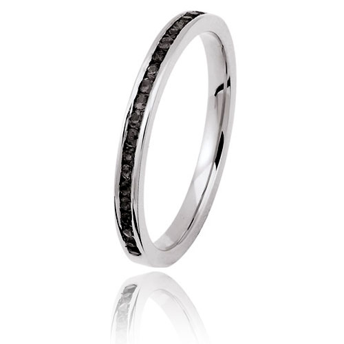 Alliance diamants noirs - 0.20 ct - or blanc