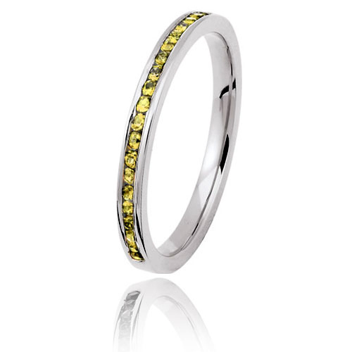 Alliance saphirs jaunes sertie rail - 0.25 ct - or blanc