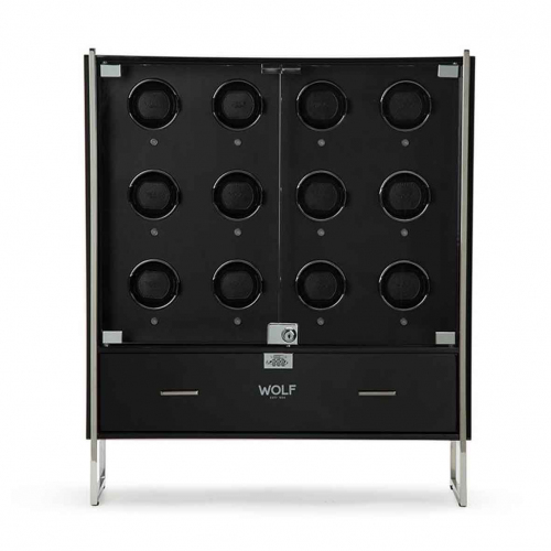 Armoire Remontoir Montre 12 pices Wolf 1834 - Regent - Noir mat