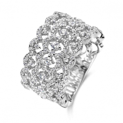 Bague argent avec pavage de zirconium - Naiomy 