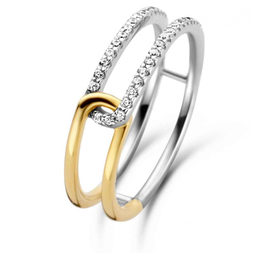 Bague Argent bicolore sertie de zirconium - Naiomy